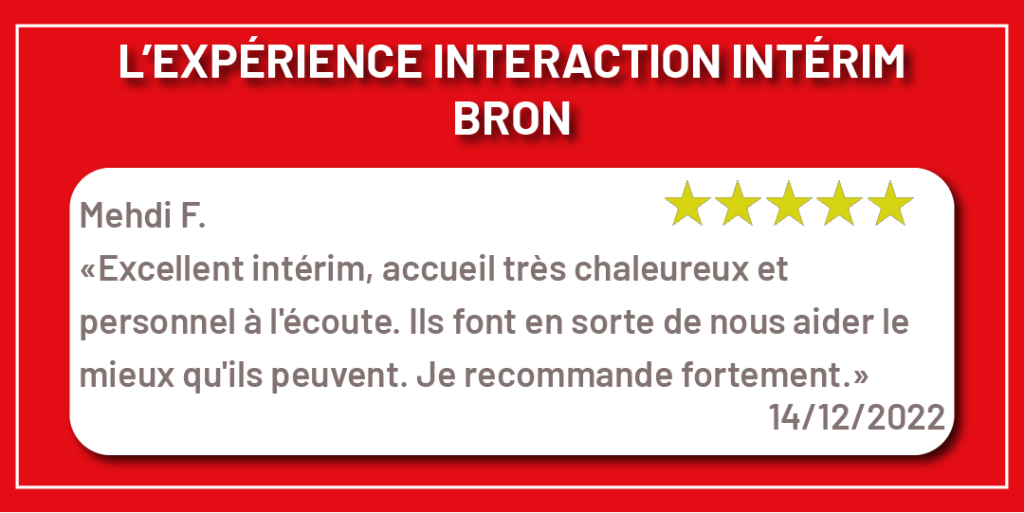 "Avis google intérimaire Interaction Intérim Bron"