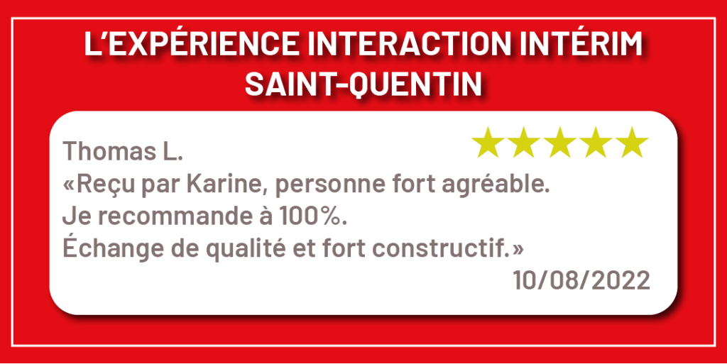 "Avis google intérimaire Interaction Intérim Saint Quentin"